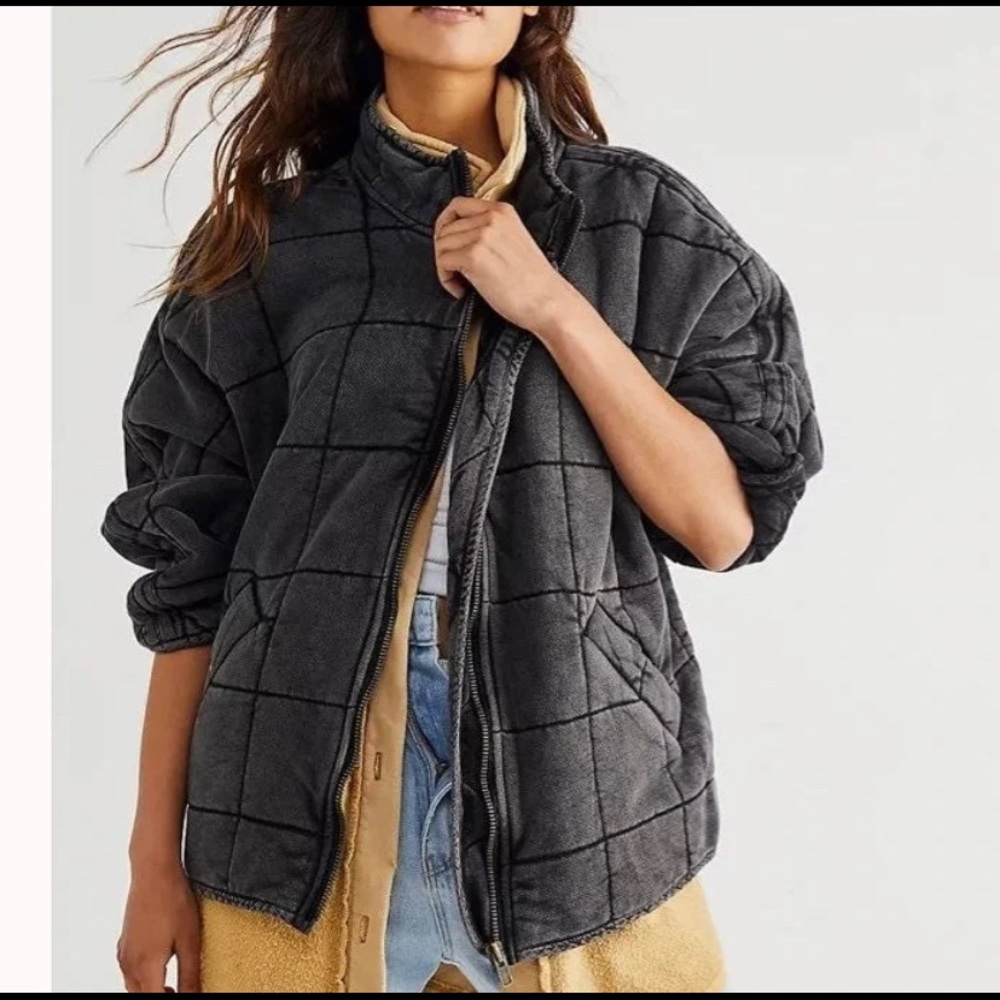 GRAY FREEPEOPLE quilted dolman jacket NWOT